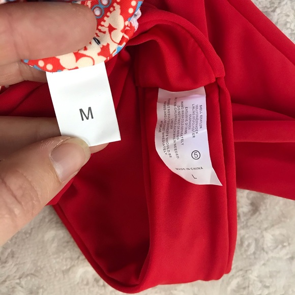 Trendy Bandeau Bikini Set Red Blue Print M & L - Picture 5 of 6